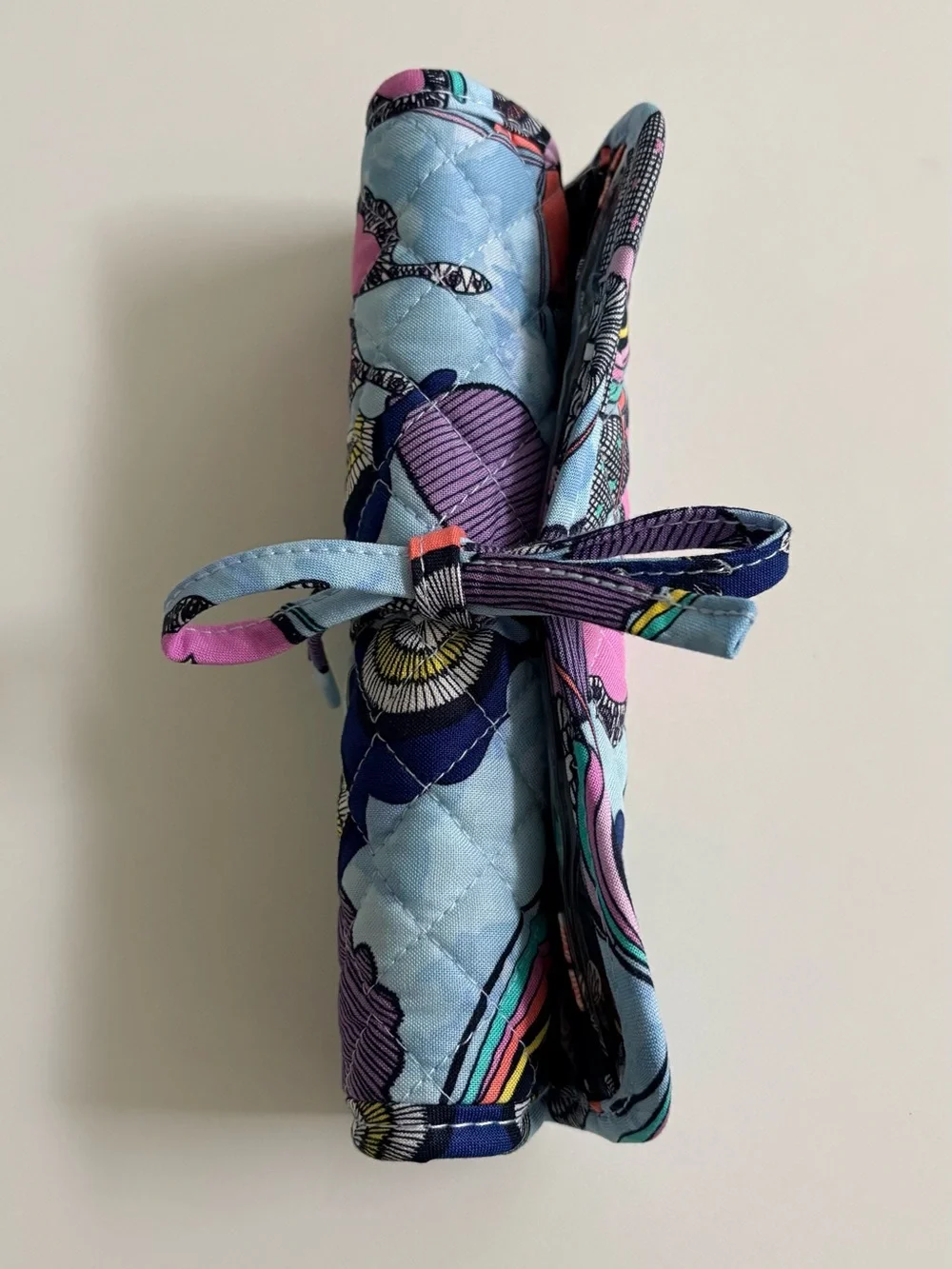 Vera Bradley Navy Multicolor Butterfly Roll-Up Cosmetic Organizer